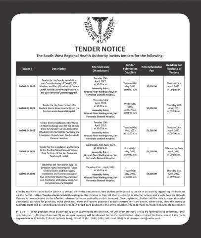 Tenders Ad - April 2022