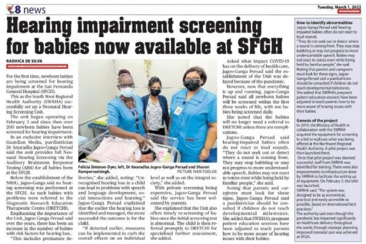 Hearing Impairment Screening for babies at SFGH 