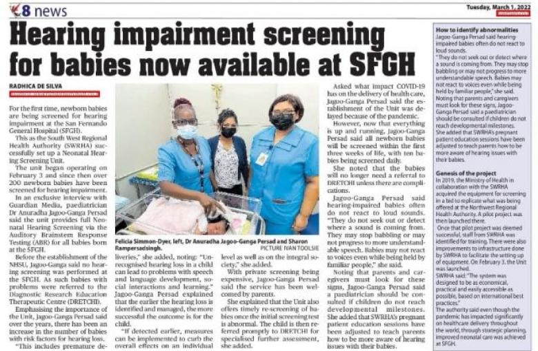 Hearing Impairment Screening for babies at SFGH 